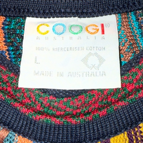 Vintage Coogi Australia 3D Bold colorful Sweater Mens L Biggie Smalls Cosby 90’s - Picture 5 of 8